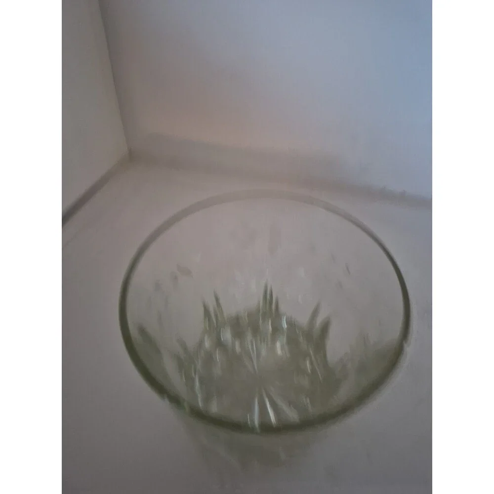 VINTAGE ETCHED LEAD GLASS ICE BUCKET WITH FLORAL DESIGN 5.5